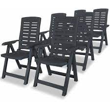 Reclining Garden Chairs 6 Pcs Plastic
