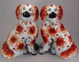 $35.0 russian porcelain figurine dog american staffordshire terrier porcelain figurine. Antique Victorian Pair Of Staffordshire Pottery Figures Of Spaniel Dogs Antique Staffordshire Pottery Of John Howar Staffordshire Dog Dog Decor Porcelain Dog