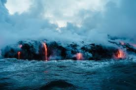 hd wallpaper lava dripping to ocean