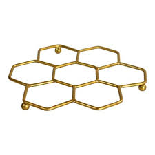 Trivet Pan Stand Gold Colour Metal 18 X
