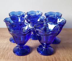 Vintage Cobalt Blue Parfait Glasses Ice