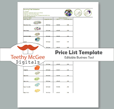 Excel Price List Template 10 Istudyathes