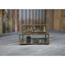 Bequai Antique Brass Glass Storage Boxes