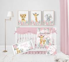 Safari Crib Bedding Set Blush Pink