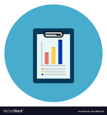Document With Data Charts Icon Web Button On Round