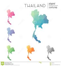 Set Of Vector Polygonal Thailand Maps Stock Vector