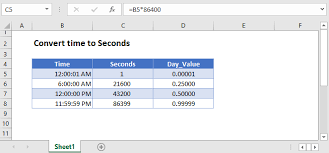 convert time to seconds excel