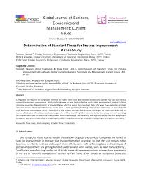 Pdf Determination Of Standard Times For Process Improvement