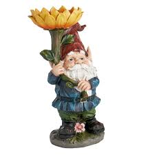 Outdoor Garden Gnome Holding Sunflower