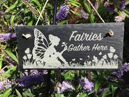 Fairies Gather Here Garden Sign In