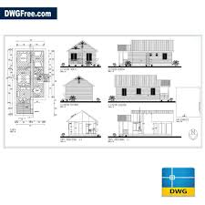 wooden house dwg in autocad 2d drawing
