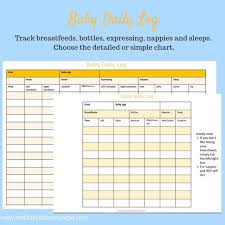 Breastfeeding Log Baby Log Baby Feeding Chart Simple And Complex Orange
