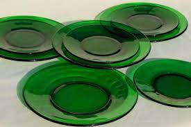 Vintage Glassware Forest Green Glass