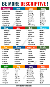 Descriptive Words A Huge List Of Descriptive Adjectives