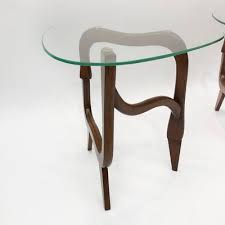 Polymorphic Teak And Glass Side Tables
