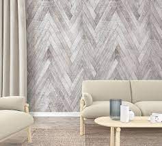 Photo Wallpaper Zig Zag Wood Look Grey