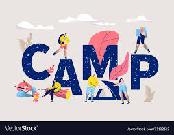 Camp Word Banner Type Letter Camp Poster