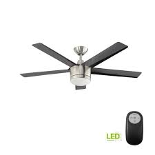 Home Decorators Collection Merwry 52 In Integrated Led Indoor Brushed Nickel Ceiling Fan With Light Kit And Remote Control Sw1422bn The Home Depot