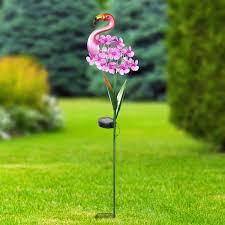 Exhart Solar Flamingo With Spinning