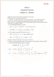 Cbse Class 11 Maths Chapter 15 Statistics Formulas