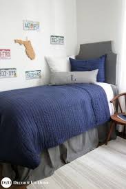 Navy Grey Dorm Bedding Set For Guys