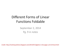 Linear Functions Foldable Powerpoint