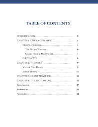 apa table of contents template