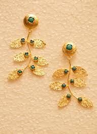 Party Wear Designer Golden Earring With Tree Leaf Design