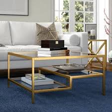 Brass Square Glass Coffee Table