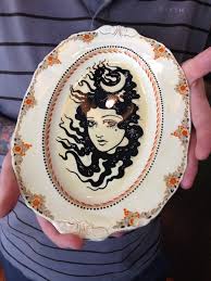 Hand Decorated Vintage Plate Wall
