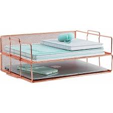 Rose Gold Letter Tray 2 Tier Rose