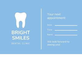 Blue Tooth Dental Appointment Card Templates By Canva