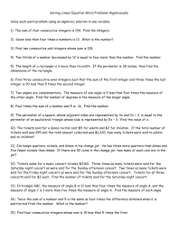 Solving Linear Equation Word Problems