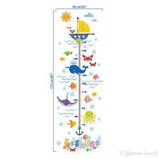 Hot Wholesale New Underwater World Kids Growth Chart Height Measure For Home Kids Rooms Diy Decoration Wall Stickers