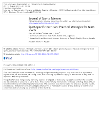 Pdf Sport Specific Nutrition Practical Strategies For Team