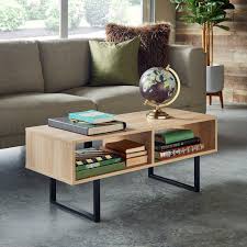 small low coffee table w 2 shelf cubby