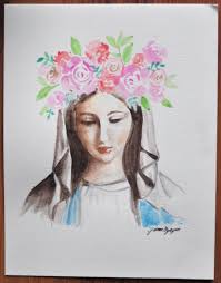May Crowning: Painting Mary From a Picture of a Statue - a lilac life