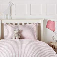 dotty stripe bed linen set white pink