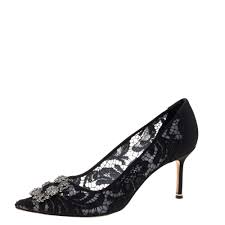 manolo blahnik black lace and fabric