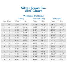 Silver Jeans Size Chart Women S Sizing Chart For Silver Jeans
