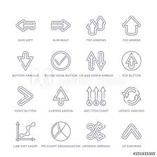 Set Of 16 Thin Linear Icons Such As Up Chevron Crossed