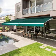 The gennius pergola awning gives your deck the ability to act as an additional room! Amazon Com Aecojoy 8 2 6 5 Patio Awning Retractable Sun Shade Awning Cover Outdoor Patio Canopy Sunsetter Deck Awnings With Manual Crank Handle Dark Green Garden Outdoor