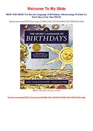 Pdf Ebook The Secret Language Of Birthdays Personology