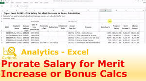 excel for hr prorate employee salary
