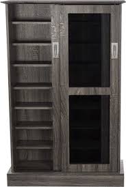 7 Shelves Media Storage Cabinet Sliding