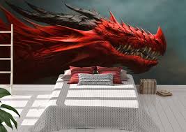 Red Dragon Wall Mural Wallpaper Wall