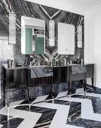 Wyndham collection deborah 48 inch single bathroom vanity in white, white carrara marble countertop, undermount square sink, and no mirror. Black Dual Sink Vanity With Black Marble Apron Sinks Contemporary Bathroom
