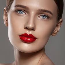 red lip color clean healthy skin