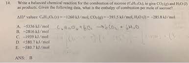 14 write a balanced chemical reaction