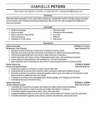 Resume Sample For Sales Associate Rome Fontanacountryinn Com